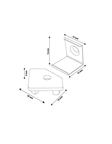 Pack 2 tapones y 2 grapas para perfil LM3728 (kit de remate y fijación)
