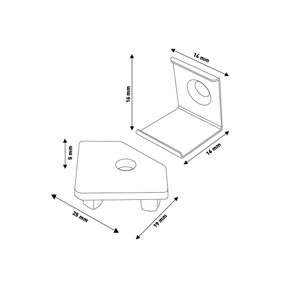 Pack 2 tapones y 2 grapas para perfil LM3728 (kit de remate y fijación)