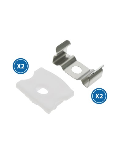 Pack 2 tapones y 2 grapas para perfil LM3721 (kit de remate y fijación)