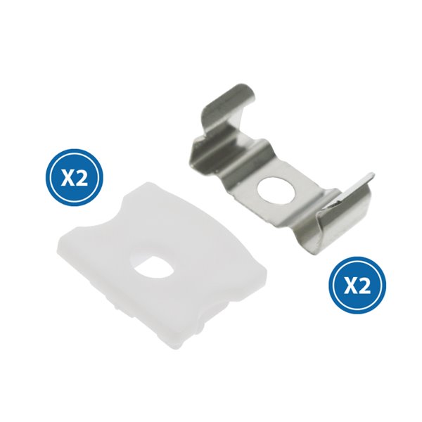 Pack 2 tapones y 2 grapas para perfil LM3721 (kit de remate y fijación)