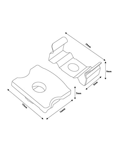 Conjunto com 2 buchas e 2 clipes para perfil LM3721 (kit de acabamento e fixação)