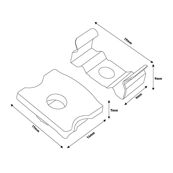 Pack 2 tapones y 2 grapas para perfil LM3721 (kit de remate y fijación)