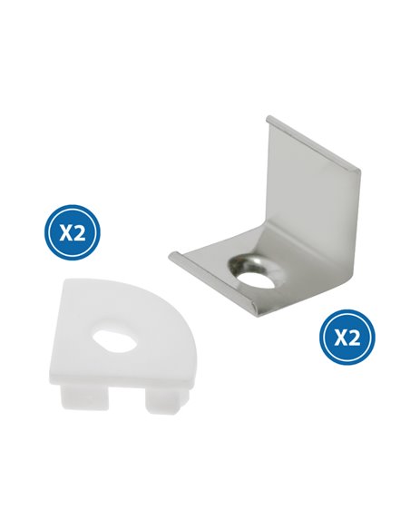 Pack 2 tapones y 2 grapas para perfil LM3715 (accesorios de montaje)
