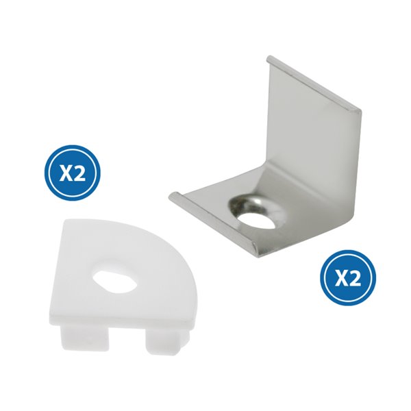 Pack 2 tapones y 2 grapas para perfil LM3715 (accesorios de montaje)