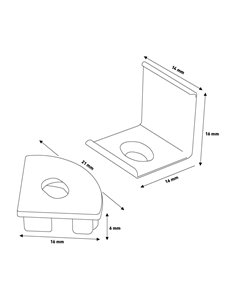 Pack 2 tapones y 2 grapas para perfil LM3715 (accesorios de montaje) 2
