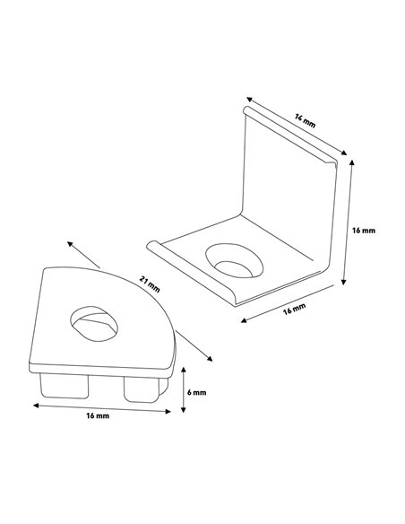 Conjunto com 2 buchas e 2 clipes para perfil LM3715 (acessórios de montagem)