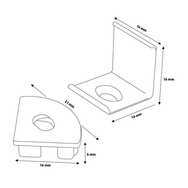Pack 2 tapones y 2 grapas para perfil LM3715 (accesorios de montaje)