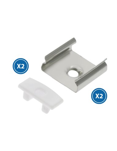 Pack 2 tapones y 2 grapas para perfil LM3707 (remate y fijación)