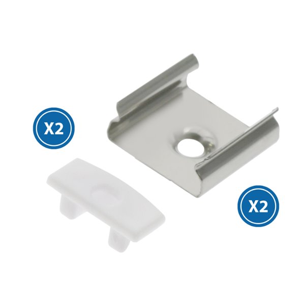 Pack 2 tapones y 2 grapas para perfil LM3707 (remate y fijación)