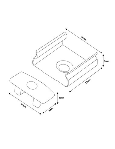 Conjunto com 2 buchas e 2 clipes para perfil LM3707 (acabamento e fixação)