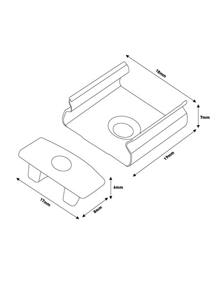Pack 2 tapones y 2 grapas para perfil LM3707 (remate y fijación)