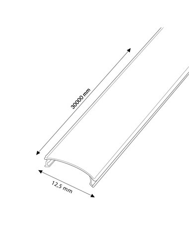 Difusor negro para perfil LED en rollo 30 metros, ancho 12,5 mm, PC