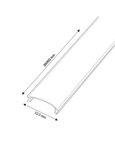Difusor opalino para perfil de LED, rolo de 30 metros, 12,5 mm de largura, PC 2