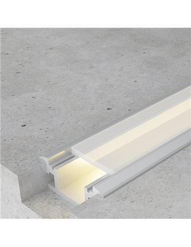 Perfil de aluminio FAT 2 metros con difusor y tapones 28x11 mm