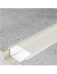 Perfil de aluminio LONG blanco 2 metros completo con difusor y accesorios 30,3x9,8 mm