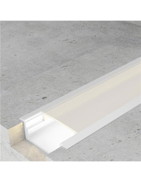 Perfil de aluminio LONG blanco 2 metros completo con difusor y accesorios 30,3x9,8 mm