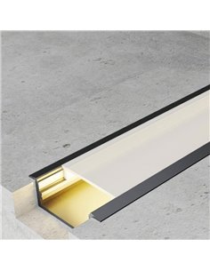 Perfil de aluminio LONG negro 2 metros completo con difusor y accesorios 30,3x9,8 mm