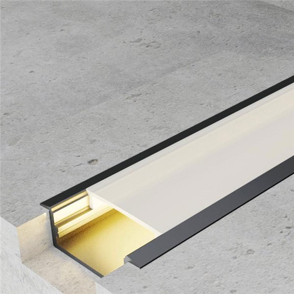 Perfil de aluminio LONG negro 2 metros completo con difusor y accesorios 30,3x9,8 mm