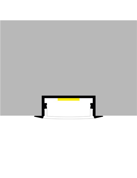 Perfil de aluminio LONG negro 2 metros completo con difusor y accesorios 30,3x9,8 mm