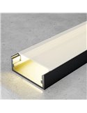 Perfil de aluminio MINIM negro 2 metros de superficie con difusor y accesorios