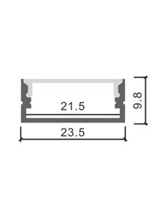 Perfil de aluminio MINIM negro 2 metros de superficie con difusor y accesorios 2