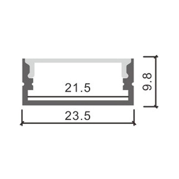 Perfil de aluminio MINIM negro 2 metros de superficie con difusor y accesorios