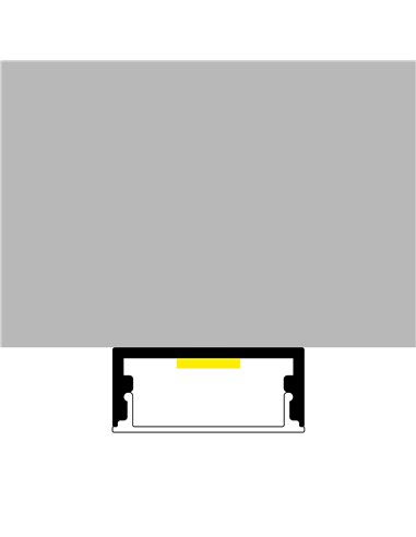 Perfil de aluminio MINIM negro 2 metros de superficie con difusor y accesorios