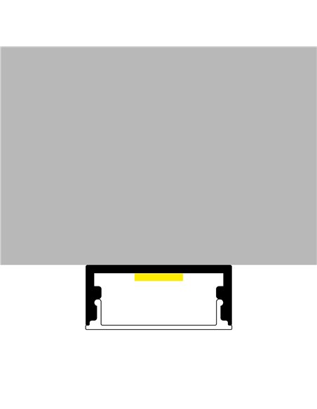 Perfil de alumínio branco MINIM, com 2 metros de área, com difusor e acessórios.