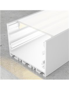 Profilé en aluminium blanc SIXE, 2 mètres, pour installation en saillie ou suspendue avec diffuseur