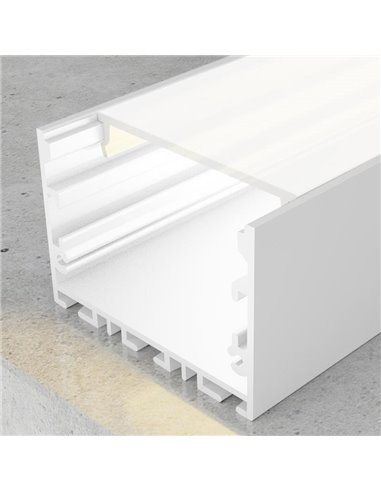 Perfil de aluminio SIXE blanco 2 metros para instalación superficie o colgante con difusor