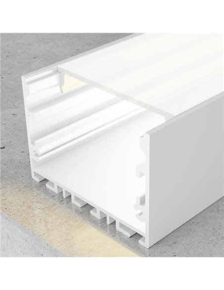 Perfil de alumínio branco SIXE, 2 metros, para instalação de superfície ou suspensa com difusor.