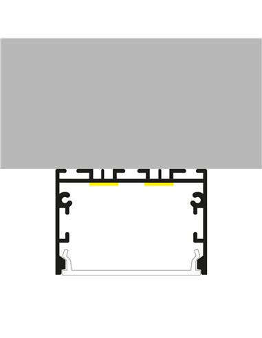 Profilé en aluminium blanc SIXE, 2 mètres, pour installation en saillie ou suspendue avec diffuseur