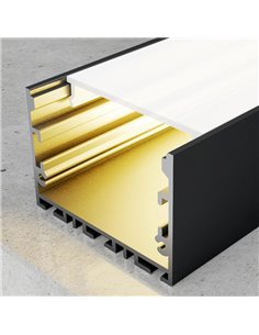 Profilé en aluminium noir SIXE, 2 mètres, pour installation en surface ou suspendue avec diffuseur