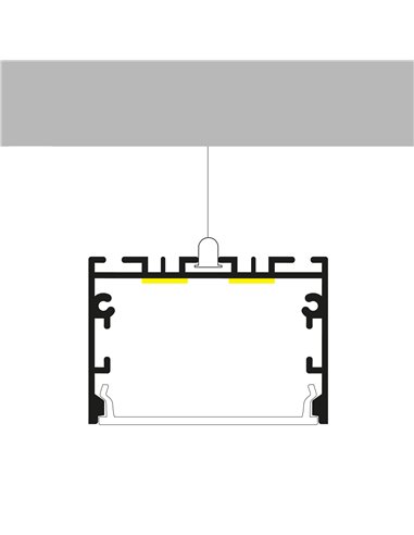 Perfil de aluminio SIXE negro 2 metros para instalación superficie o colgante con difusor