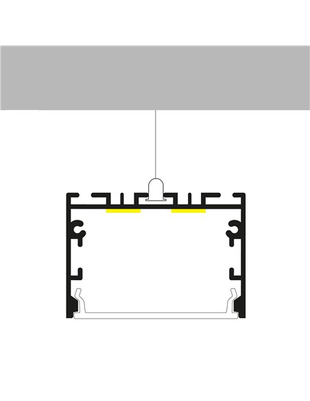 Perfil de aluminio SIXE negro 2 metros para instalación superficie o colgante con difusor