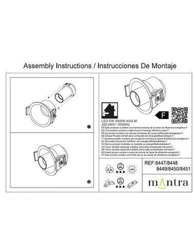 Base empotrar TRIMASI 6x6x3,2cm  blanco o negro