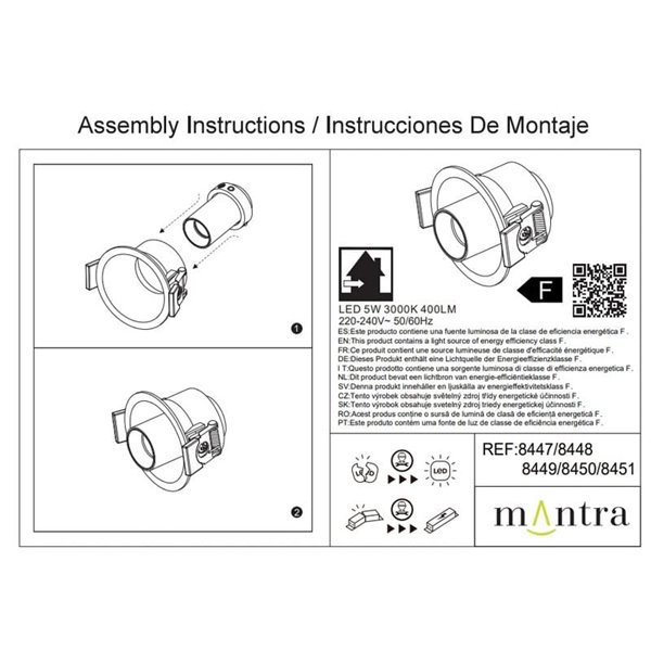 Base empotrar TRIMASI 6x6x3,2cm  blanco o negro
