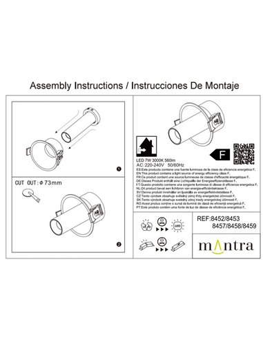 Base encastrée TRIMASI 8,2x8,2x4,3cm blanc ou noir