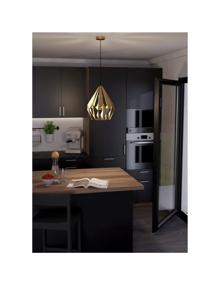 Lámpara colgante de metal dorado CARLTON, Ø310mm, E27 (no incl.)
