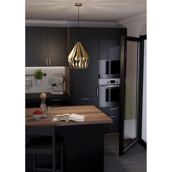 Lámpara colgante de metal dorado CARLTON, Ø310mm, E27 (no incl.)