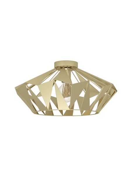 Plafón de techo metálico dorado CARLTON, diseño geométricas, Ø470mm E27 (no incl.)