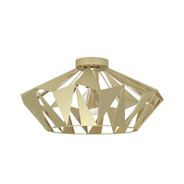 Plafón de techo metálico dorado CARLTON, diseño geométricas, Ø470mm E27 (no incl.)