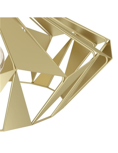 Plafón de techo metálico dorado CARLTON, diseño geométricas, Ø470mm E27 (no incl.)