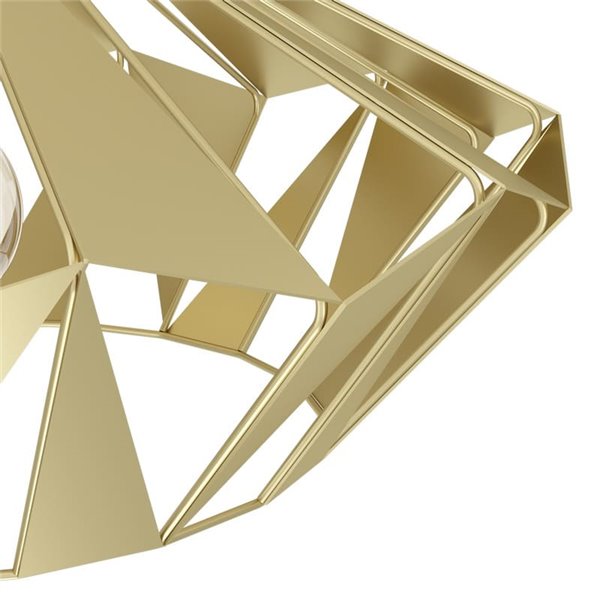 Plafón de techo metálico dorado CARLTON, diseño geométricas, Ø470mm E27 (no incl.)