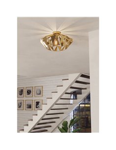 Plafón de techo metálico dorado CARLTON, diseño geométricas, Ø470mm E27 (no incl.) 2