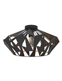 Plafón de techo metálico negro CARLTON, diseño geométricas, Ø470mm E27 (no incl.)