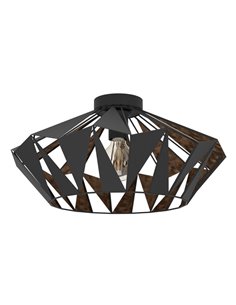 Plafón de techo metálico negro CARLTON, diseño geométricas, Ø470mm E27 (no incl.)