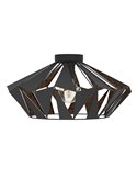 Plafón de techo metálico negro CARLTON, diseño geométricas, Ø470mm E27 (no incl.)