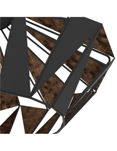 Plafón de techo metálico negro CARLTON, diseño geométricas, Ø470mm E27 (no incl.)