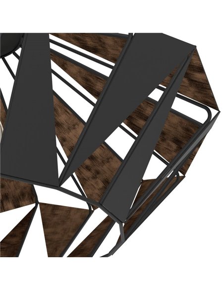 Plafón de techo metálico negro CARLTON, diseño geométricas, Ø470mm E27 (no incl.)